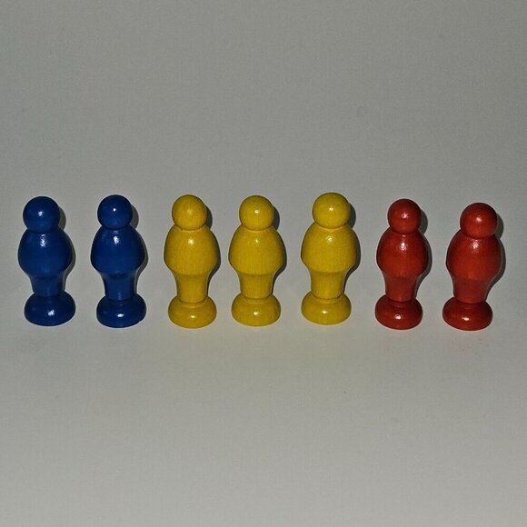 7 Wooden Toy People Figure Lot Railway Train Town Accessories Game Token Primary - Picture 1 of 6
